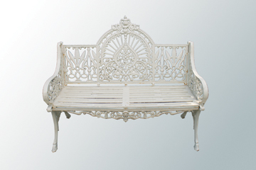 Pair of cast iron Gothic garden benches