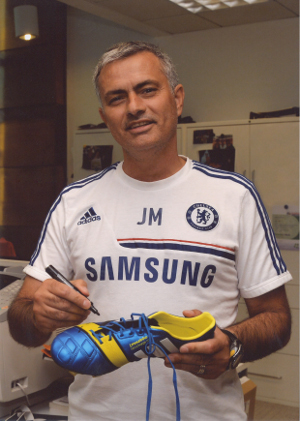 Jose Mourinho"s Own Football BootsJOSE MOURINHO’S FOOTBALL BOOTS – WORN, SIGNED, PHOTOGRAPHED AND