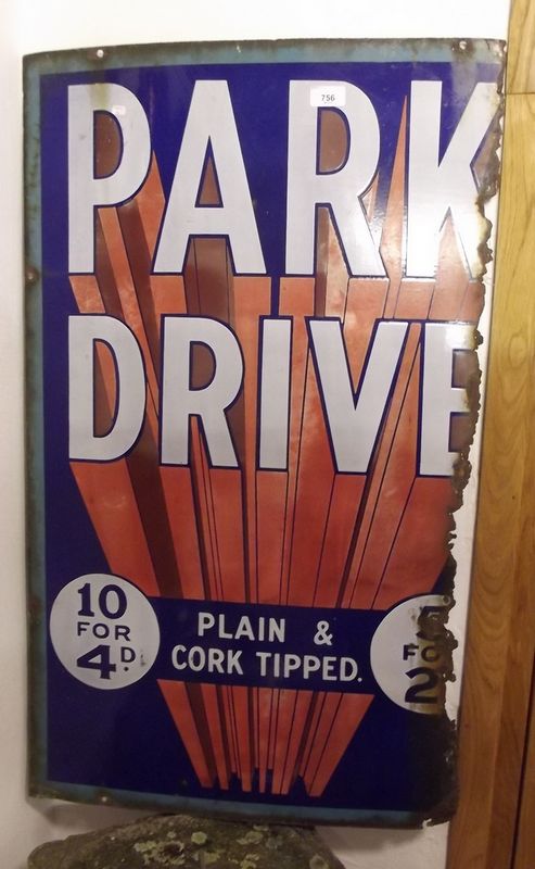 An old Park Drive Cigarette enamel sign