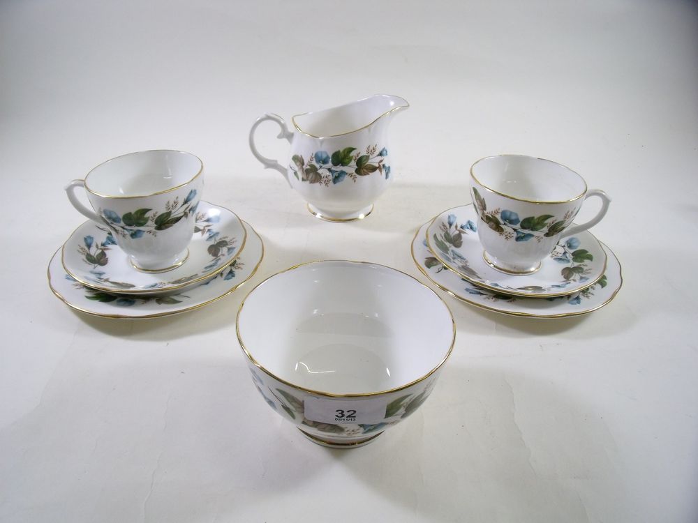A Duchess teaset decorated convolvulus - comprising six cups and saucers, six plates and milk and