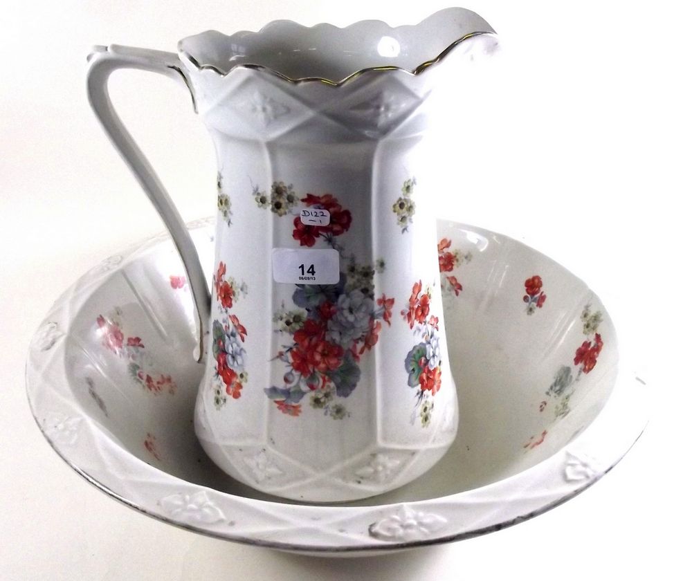A Burleighware Edwardian floral jug and bowl set