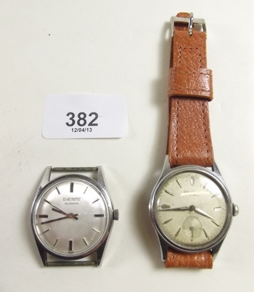 Two watches - Everite Helmsman stainless steel case, manual and Griffon stainless steel, manual,