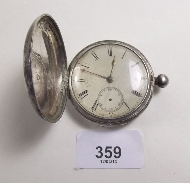 A silver cased watch by John Donegan, Dublin - movement no 10826, hallmark for 1861/62 - in need