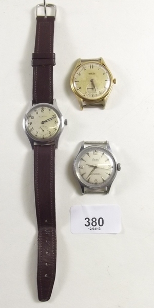 Three watches - Cortebert stainless steel military issue, Credo stainless steel manual and Roamer