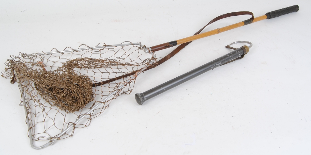 Vintage gaff and bamboo handled landing net