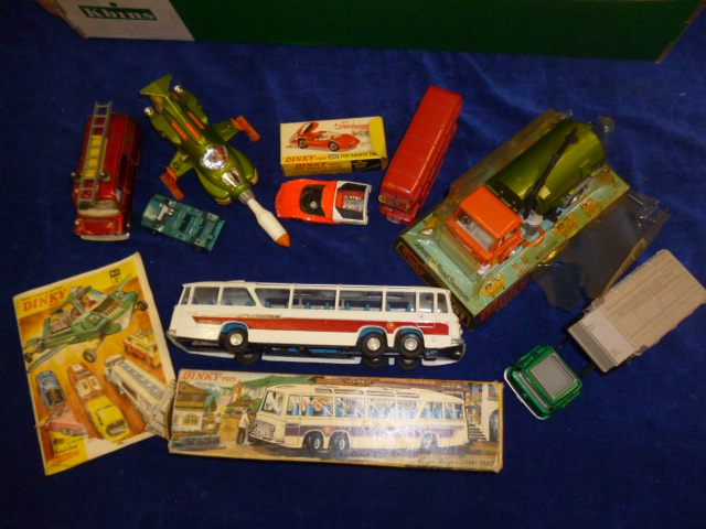 Dinky Vega Bus and other Vehicles: 952 Vega Bus, 451 Johnston Sweeper and 202 Fiat Arbarth 2000,