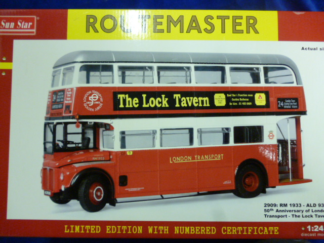 Sun Star 1:24 Routemaster `The Lock Tavern`, 2909, limited edition 0610/3500, RM 1933-ALD 933B, 50th