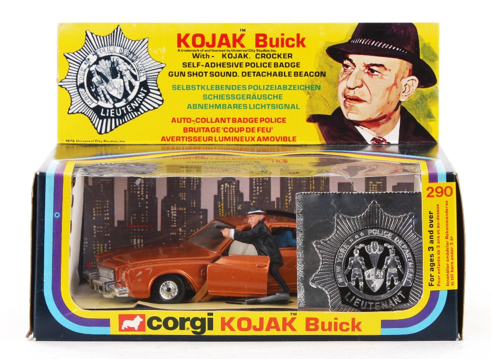 A Corgi Toys 290 Kojak Buick, in metallic brown with two plastic figures, in original window box