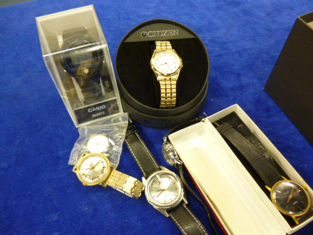 A collection of modern gents wrist watches including a Citizen example (parcel)