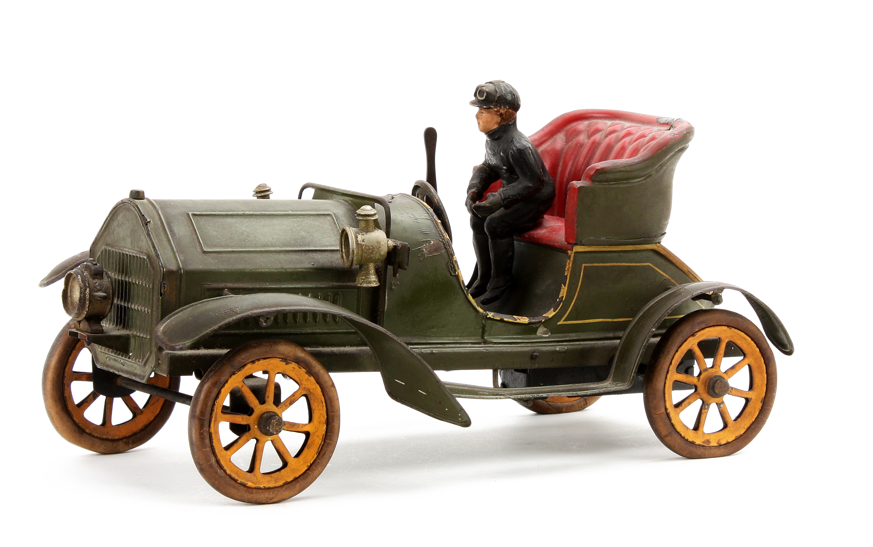 A Bing clockwork two-seat Open Tourer, Cat. Ref. 10191/3, hand-painted in green with yellow lining