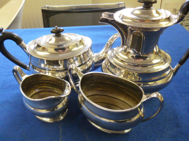 A 4 piece silver plated tea set (4) NO LIVE BIDDING FOR THIS SALE