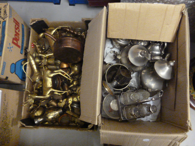 A group of silver plated items, together with a collection of brassware NO LIVE BIDDING FOR THIS