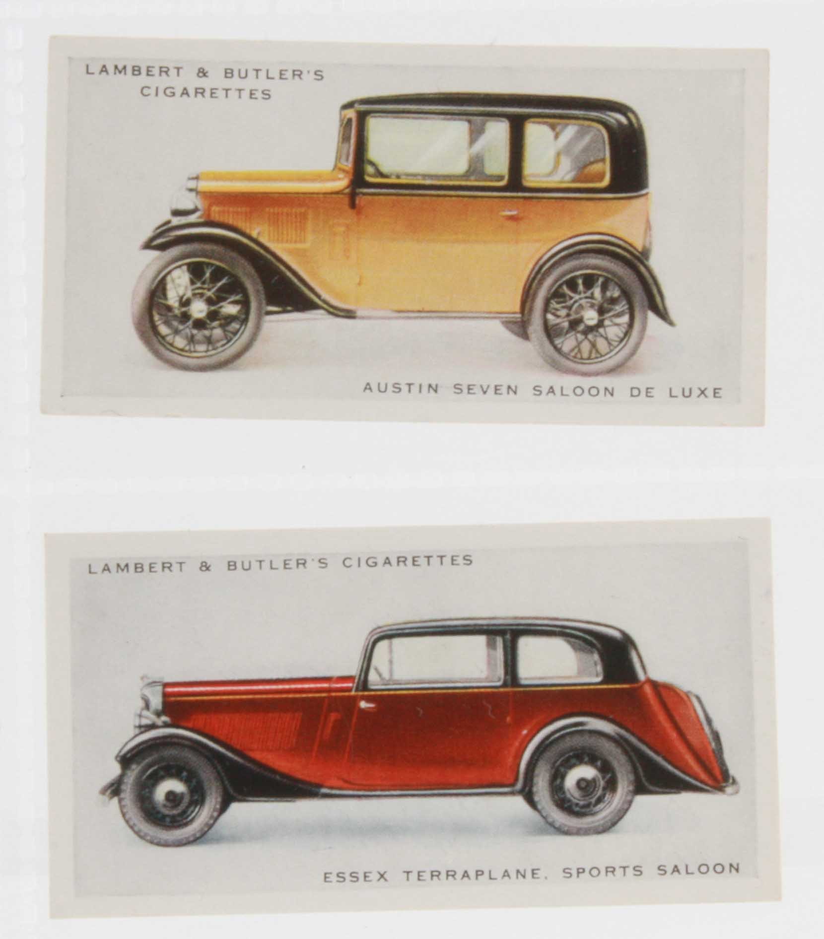 Cigarette cards, Lambert & Butler, Motor Cars, A Series (Grey Back) (set, 25 cards) (vg)