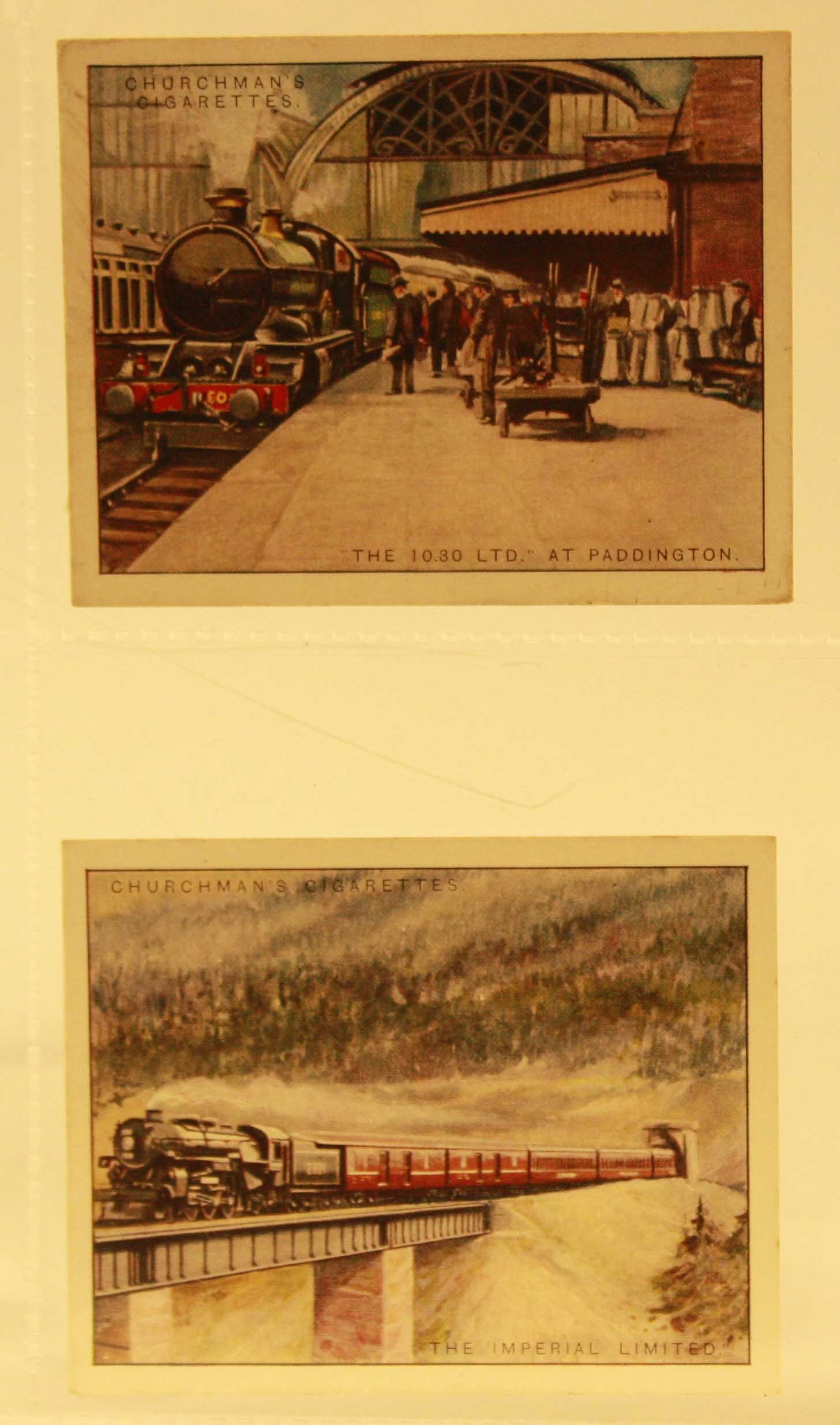 Cigarette cards, Churchman`s, Famous Railway Trains, 2nd Series, `L` size, (set, 12 cards) (no 3
