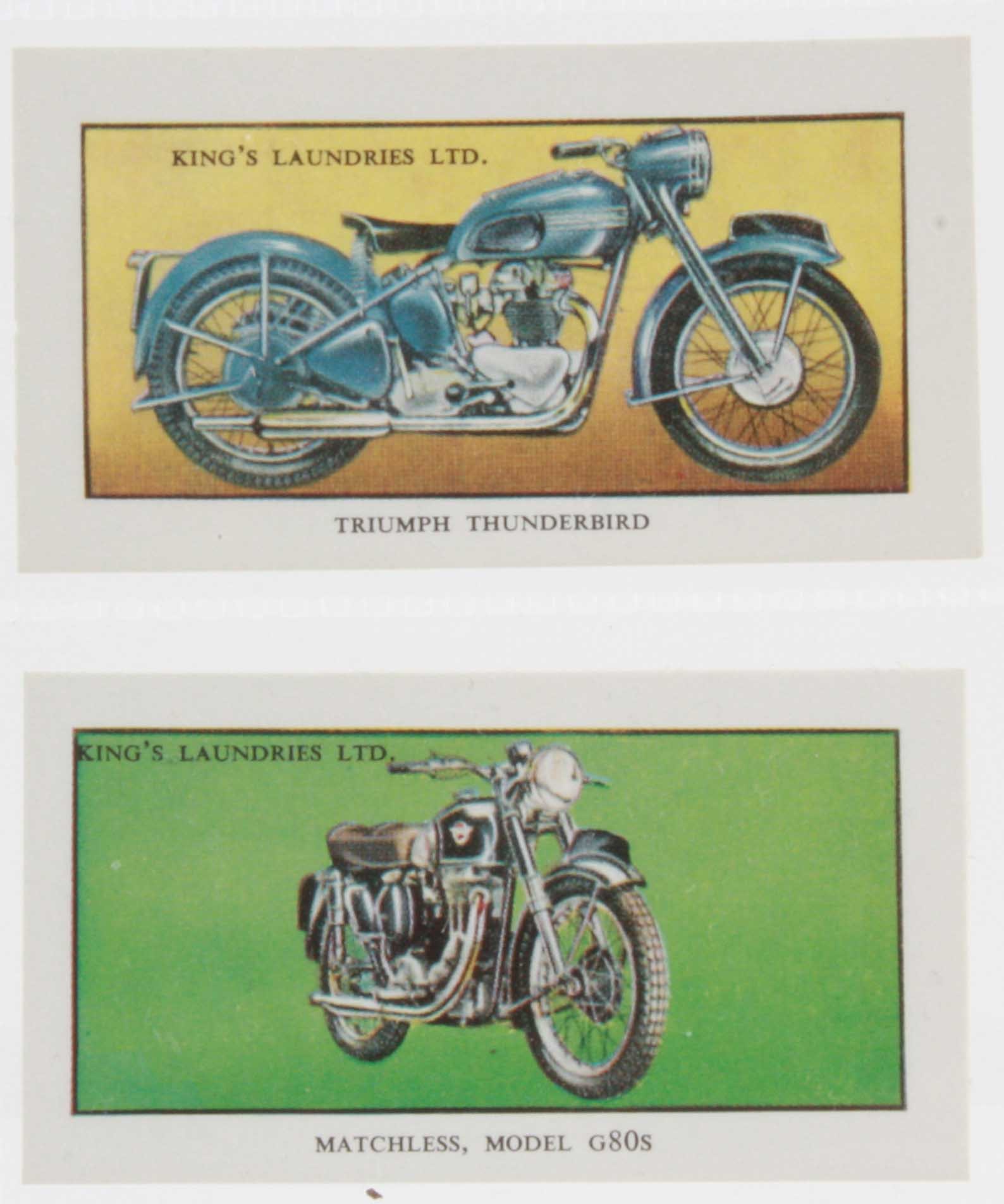 Trade cards, King`s Laundries, Modern Motor Cycles, (set, 25 cards, plus packet of issue) (vg/ex)