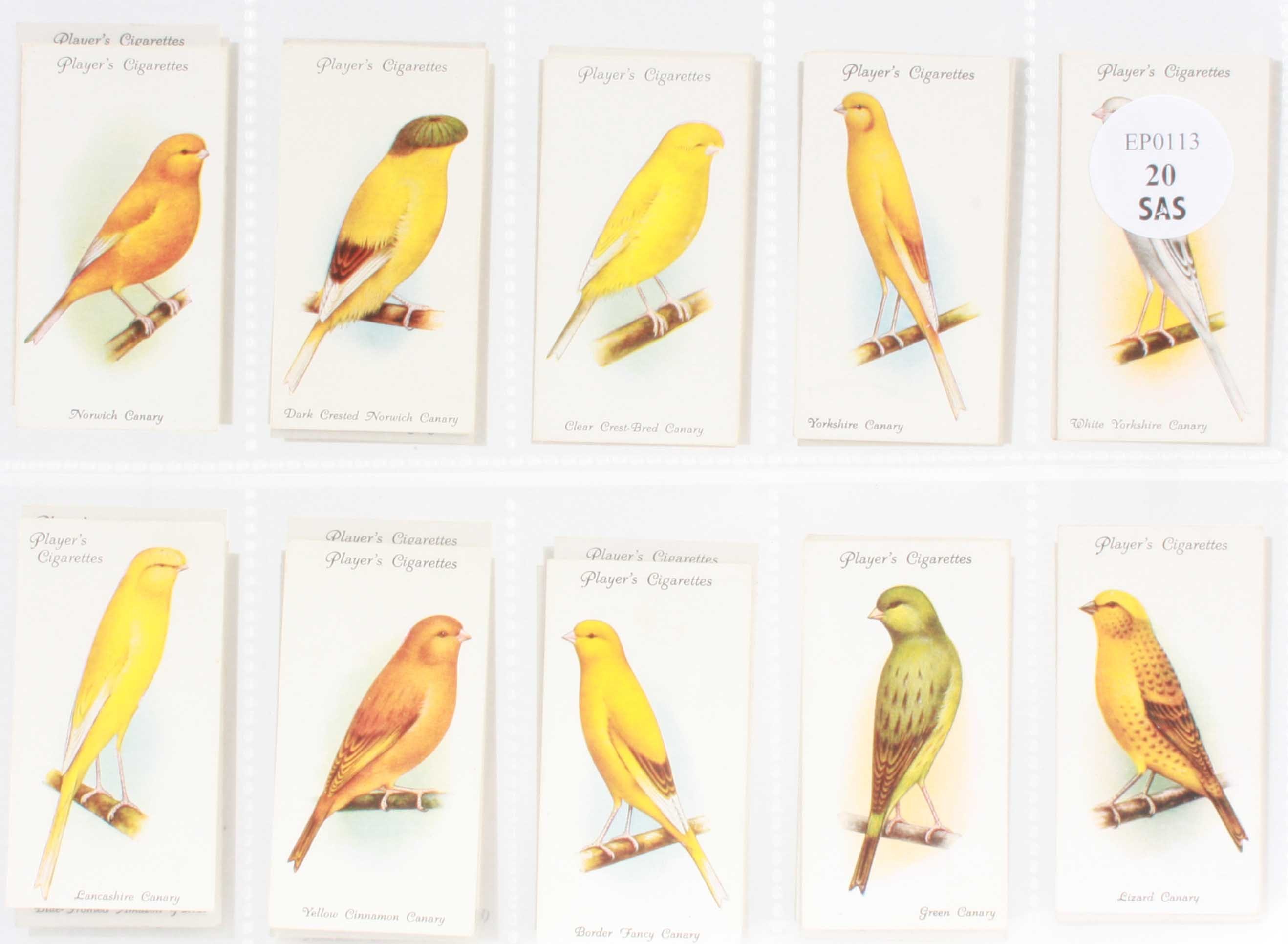 Cigarette cards, Player`s, two sets, Aviary and Cage Birds, (50 cards) & Clocks, Old and New, `L`