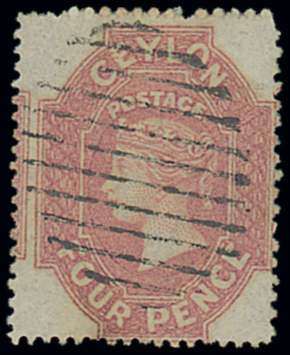 Ceylon 1861-64 Watermark Star Intermediate Perforations 4d. dull rose, cancelled by barred oval;