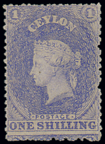 Ceylon 1861-64 Watermark Star Intermediate Perforations 1d. (2), 2d. and 1/- (2), unused without gum