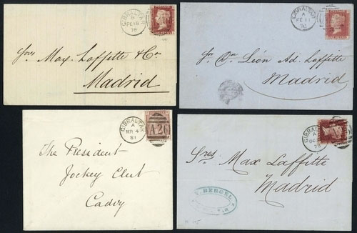 Gibraltar Great Britain Used In Gibraltar 1876 and 1878 (2) entires ex the Laffitte correspondence