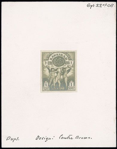 Zanzibar 1908-09 Issue Essays 1r. showing View of Port, composite photographic type with the