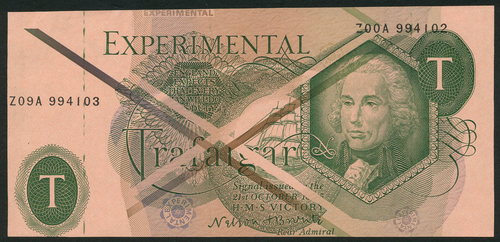 1 Bank of England, an experimental design for a proposed issue (£1?), ND (ca 1963), serial number