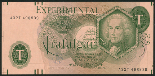 1 Bank of England, an experimental design for a proposed issue (£1?), ND (ca 1963), serial number