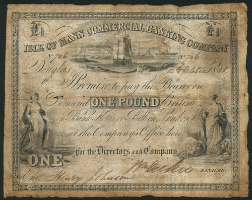 1 Isle of Mann Commercial Banking Company Limited, £1, Douglas, 12 October 1838, serial number