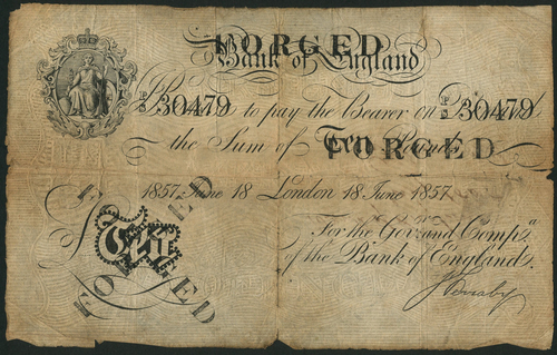 1 Bank of England, Matthew Marshall (1835-1864), a contemporary copy of a £10, London, 18 June 1857,