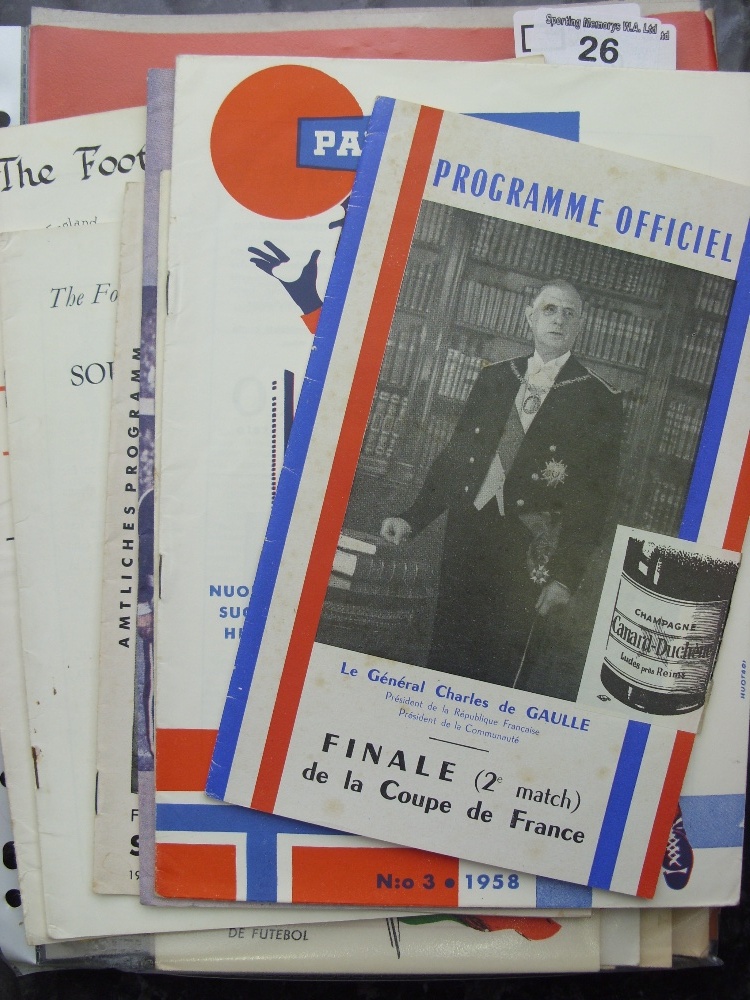 A collection of 22 foreign programmes, including many big match issues, from 1956 to 1958. The