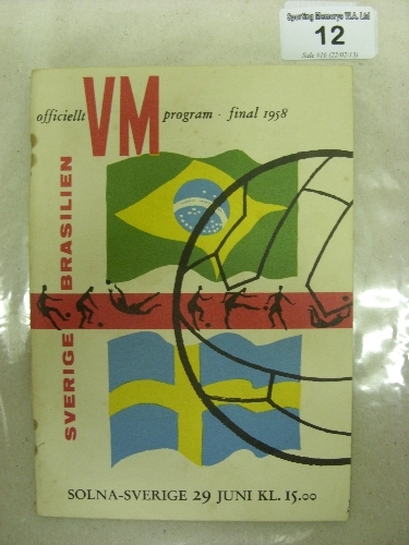 1958 World Cup, Sweden, the Final, Sweden v Brazil, a programme from the game played in Stockholm on