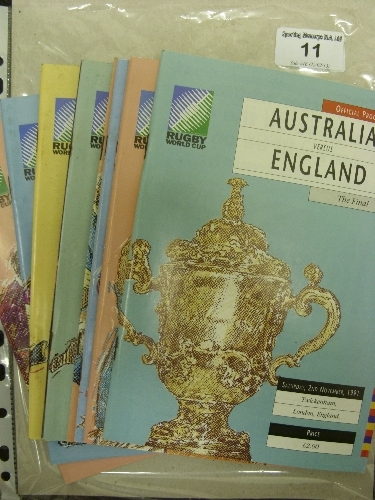 Rugby Union, 1991, the World Cup, a collection of 8 programmes, all with tickets, the Final,