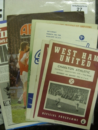 West Ham Utd, in the FA Cup, a collection of various programmes, 1963/64 Charlton (H), Leyton Orient