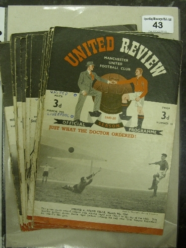 Manchester Utd, a collection of 21 home programmes in various condition, 1949/50 3, 1950/51 18.