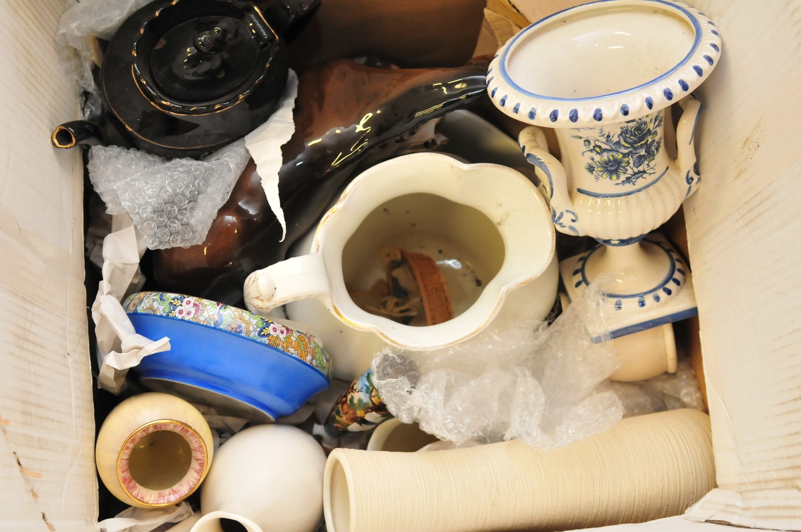 Two boxes of mixed ceramics