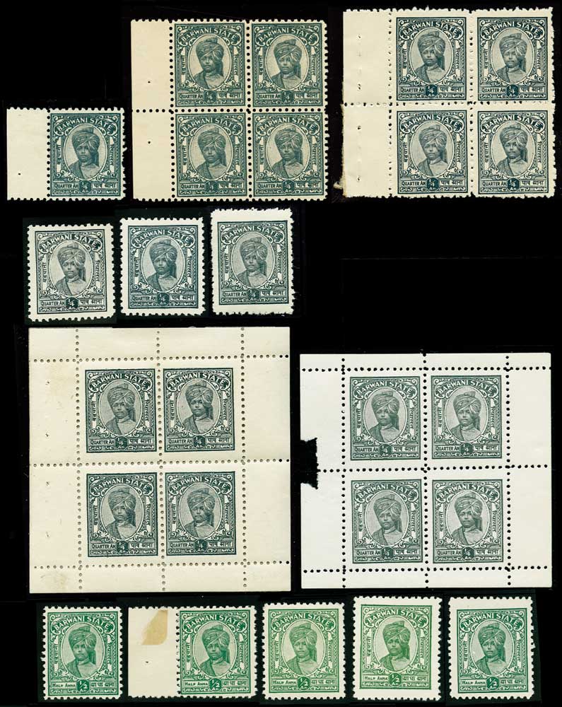 I.F.S. BARWANI1932-47 Type 4 `Devi Singh` close setting unused selection including close setting