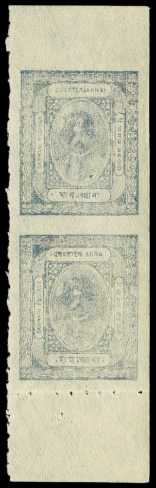 I.F.S. BARWANI1922 Poor impression, thin, poor wove paper, pin perf 8½ on two or three sides, ¼a