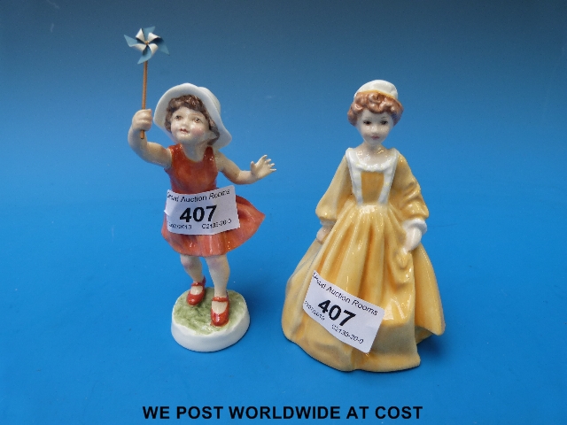 Small Worcester figures "Let's Run" and "Little Grandmother"