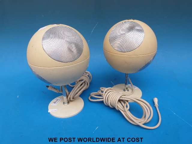 A pair of retro Grundig spherical speakers