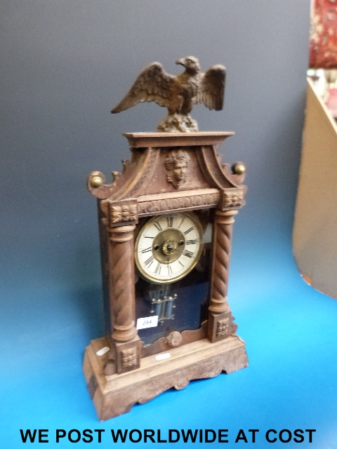 Wurttemberg wood mantel clock