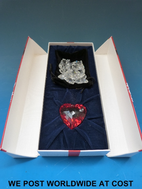 Swarovski heart with bag of mini hearts B, all in original boxes.