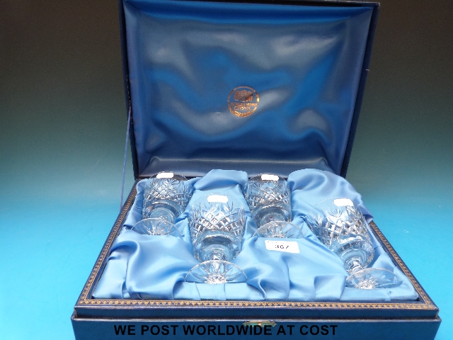 A cased set of four Thomas Webb crystal goblets