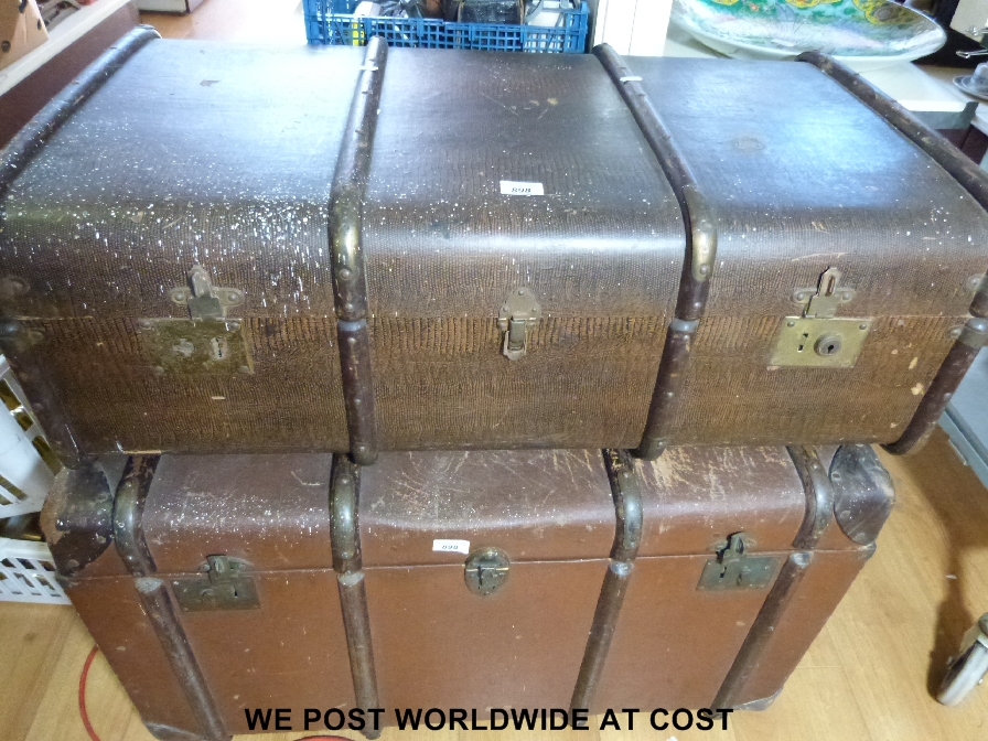 Collection of vintage ash bound luggage