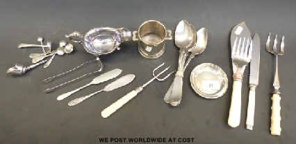 Collection of plated cutlery, servers etc