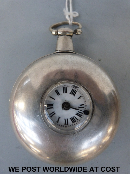 A silver-cased half hunter pocket watch (B'ham 1809), the balance cock embossed with cornucopia, a