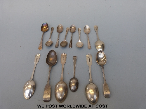 A quantity of hallmarked silver teaspoons, Georgian and more modern, incl two Exeter examples (