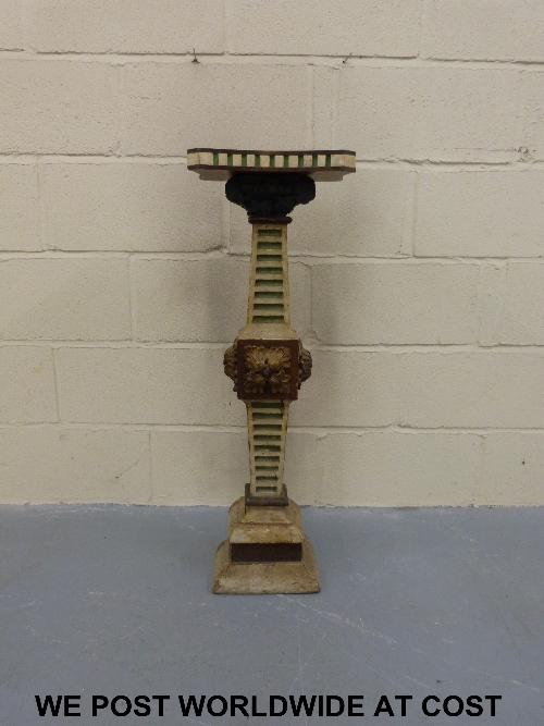 A 19thC gilt and painted pedestal shelf in the Rococo style