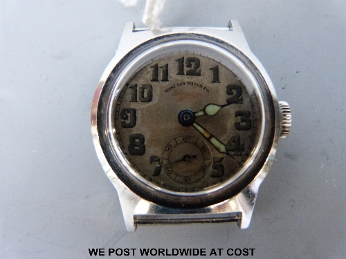 West End Watch Co (Sowan) wristwatch, stainless steel case with screw back, white dial, luminous