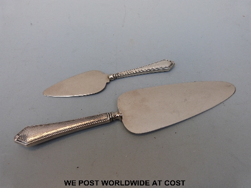 Sterling silver handled Art Deco cake server and matching cheese server - both by Webster USA.