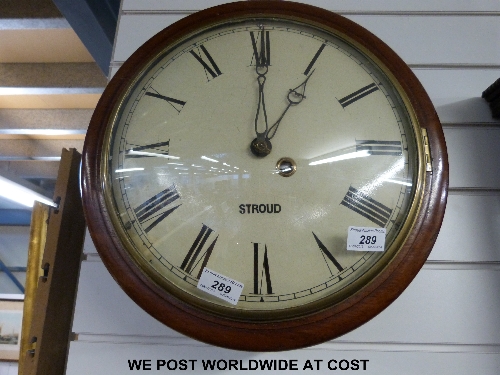 A 19thC mahogany cased fusee movement clock, the face marked Stroud with brass bezel and convex