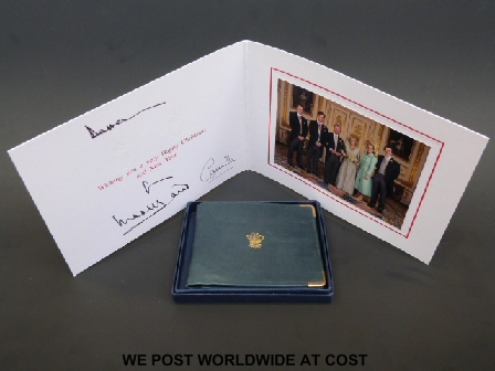 A HRH Prince Charles and Camilla signed and inscribed Christmas greetings card together with an